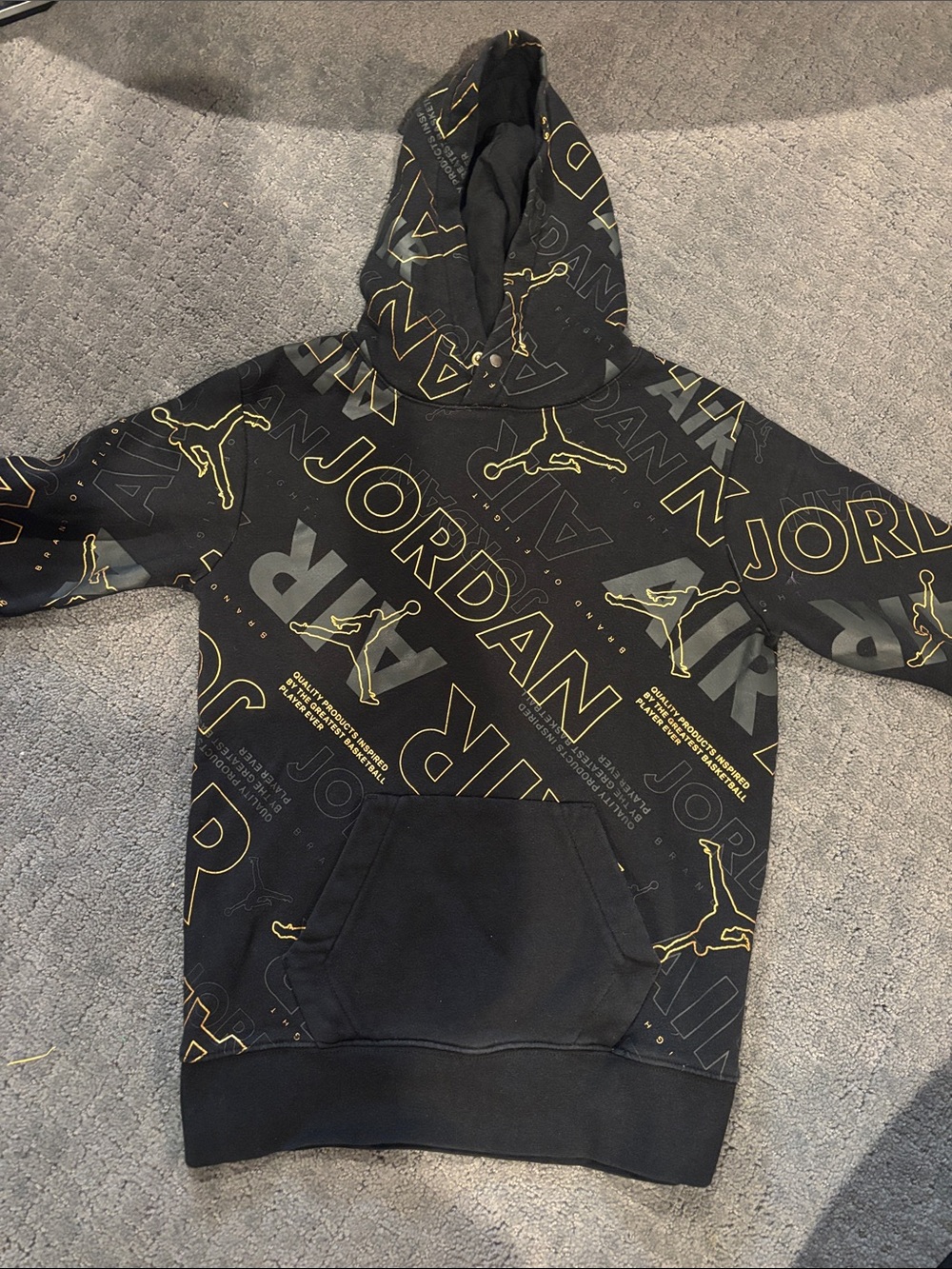 Jordan Men's Black Hoodie with Gold Logo Print